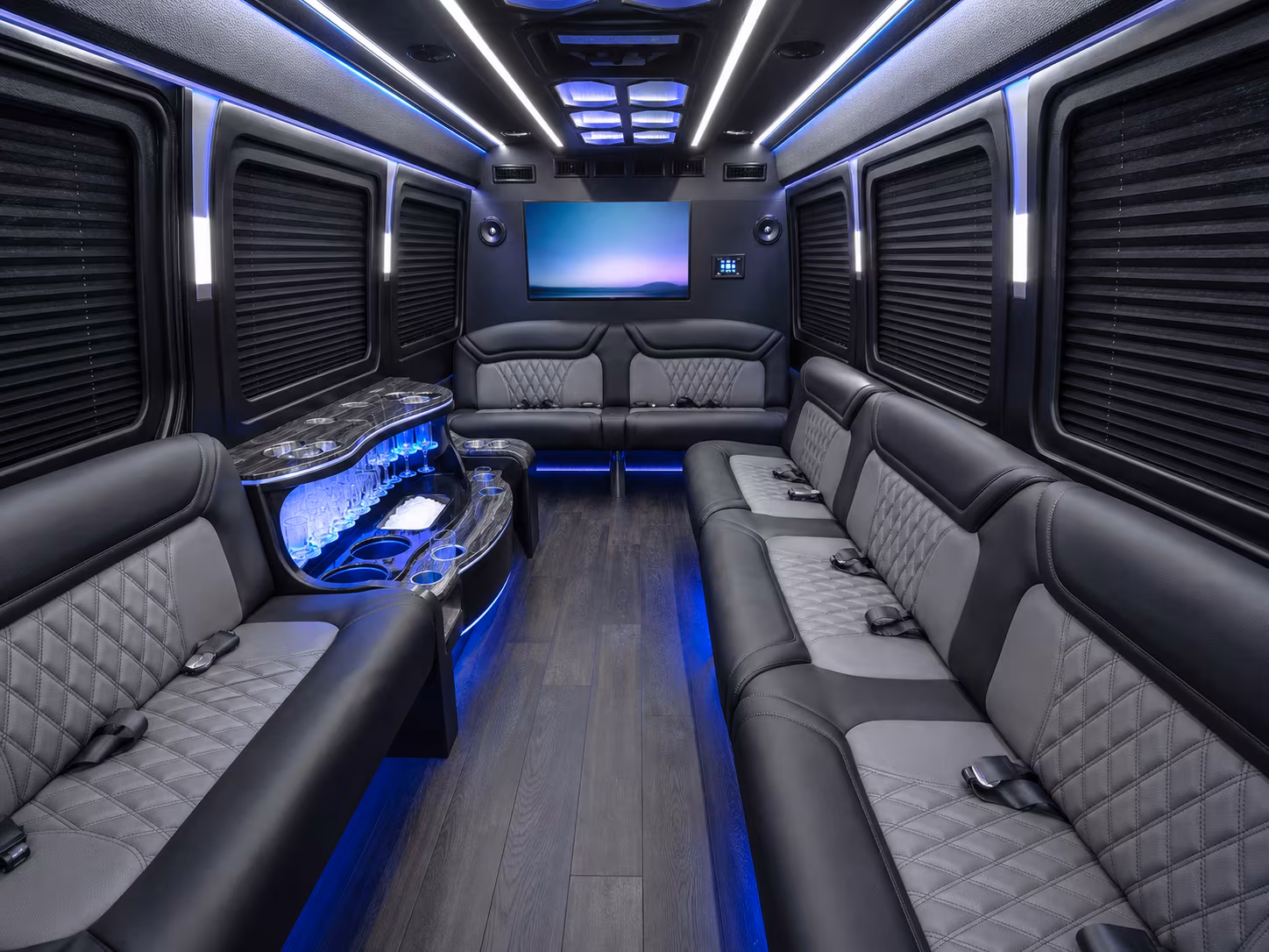 tyler 30 passenger party bus inside