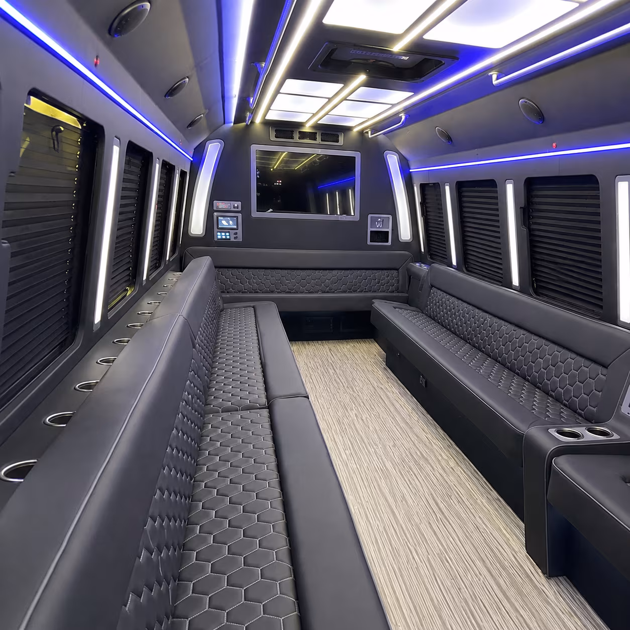 tyler 40 passenger party bus inside