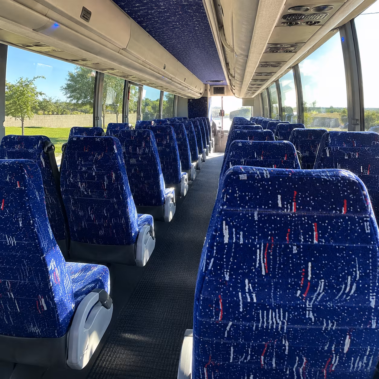 tyler 56 passenger charter bus inside